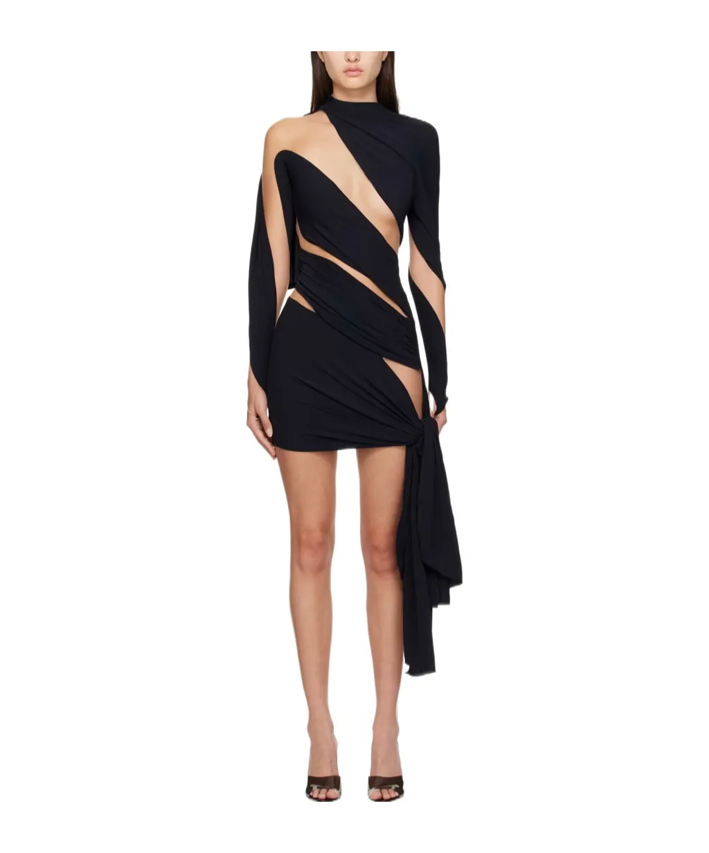 Small High-Neck Hollow Dress