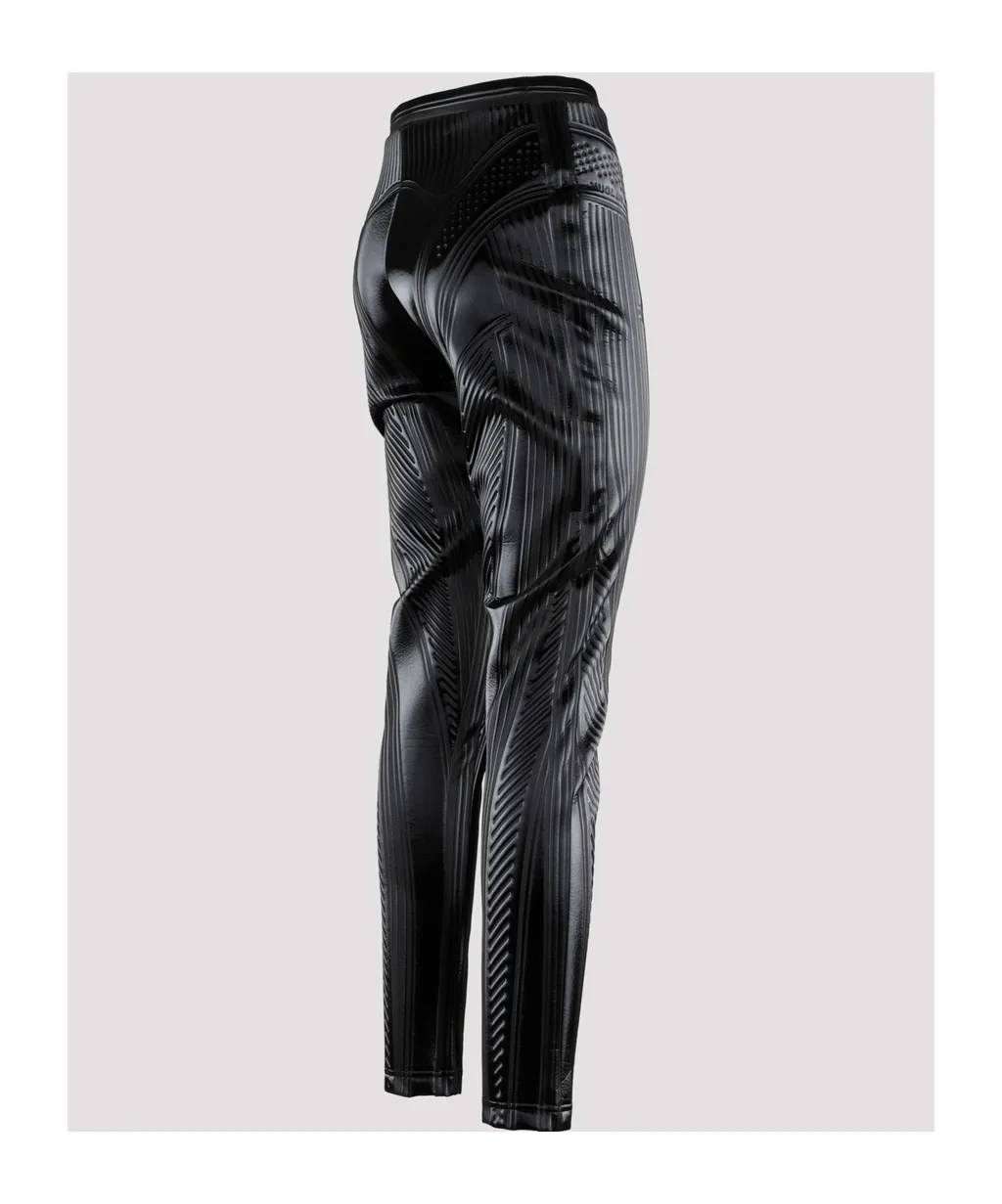 Stripe-Embossed High-Waisted Leggings