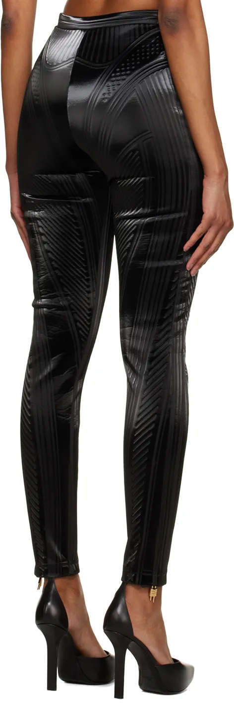 Stripe-Embossed High-Waisted Leggings