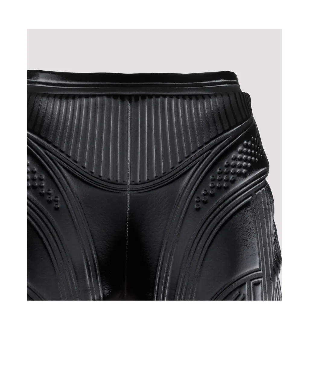 Stripe-Embossed High-Waisted Leggings
