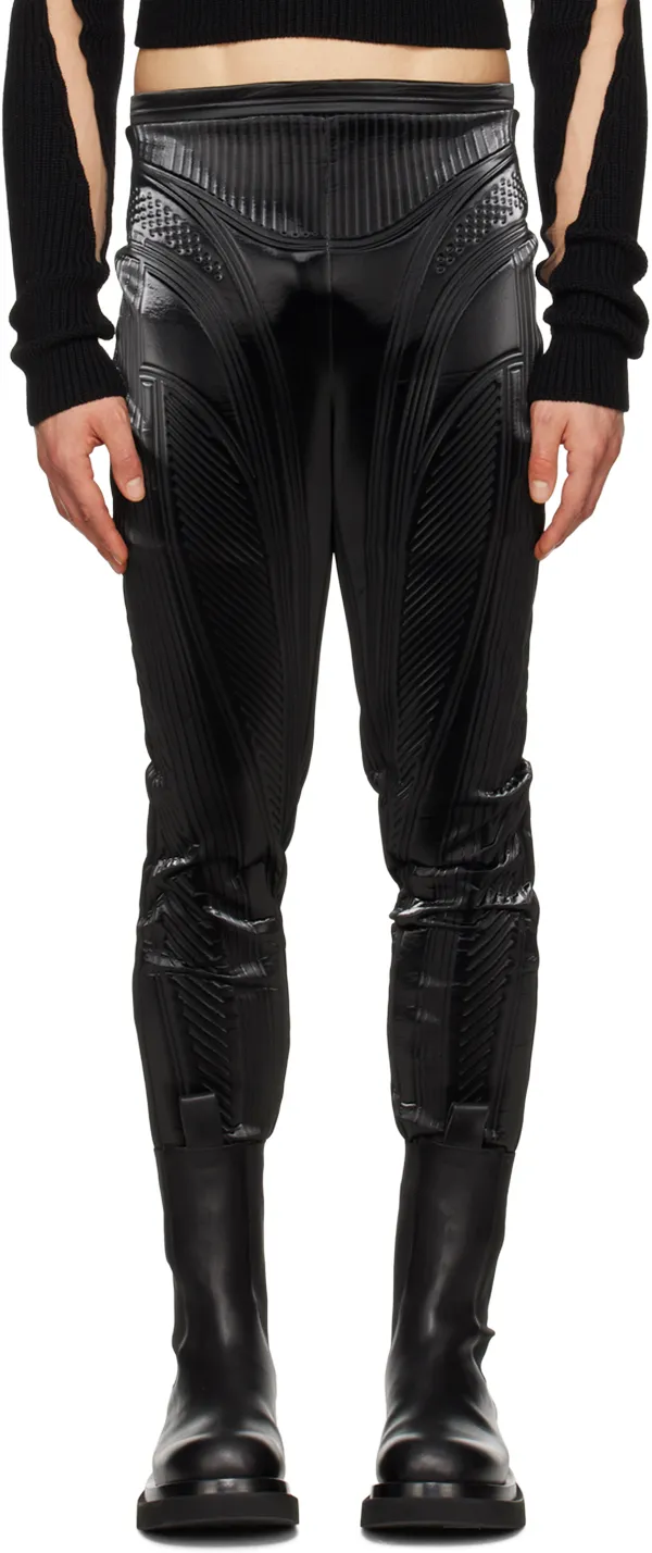 Stripe-Embossed High-Waisted Leggings