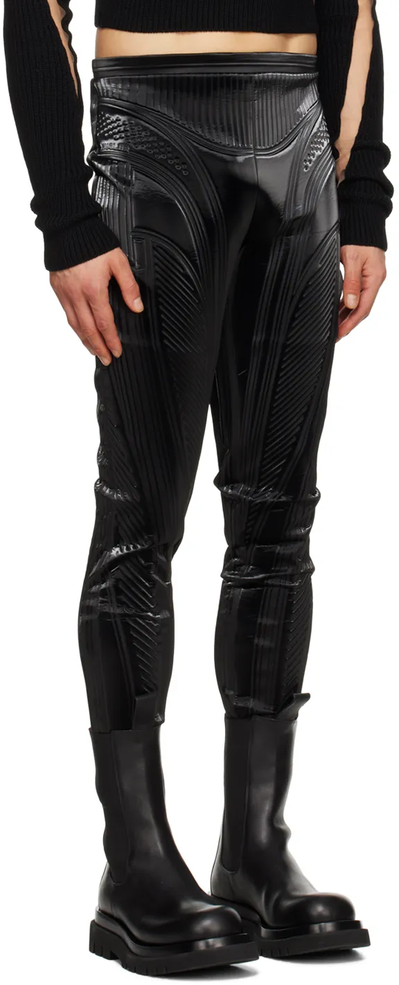 Stripe-Embossed High-Waisted Leggings
