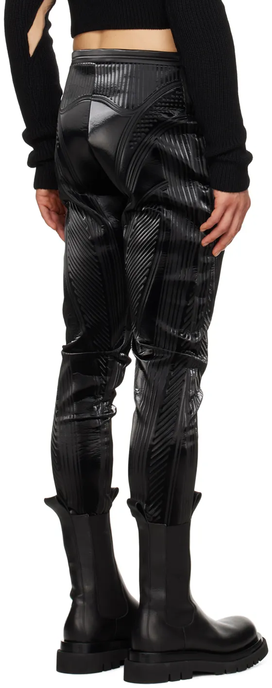 Stripe-Embossed High-Waisted Leggings
