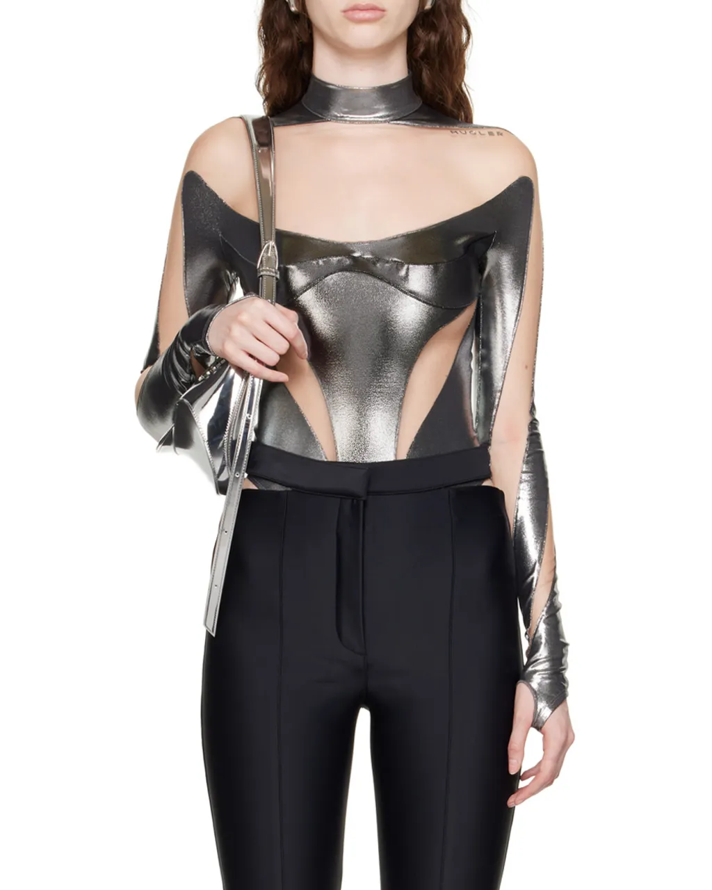 Sheer-Panelled Metallic Bodysuit