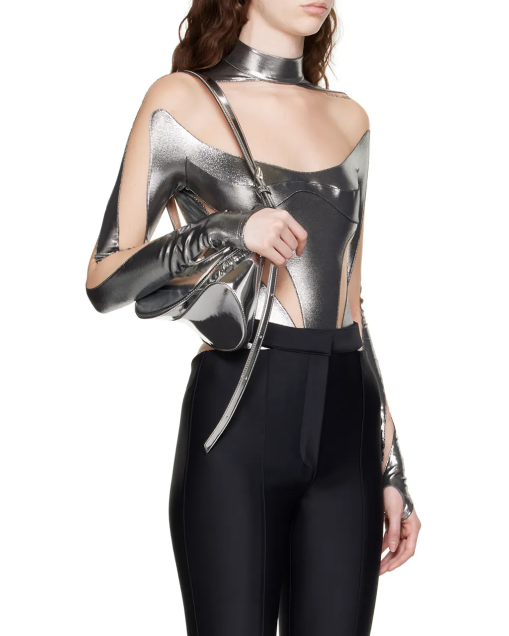 Sheer-Panelled Metallic Bodysuit