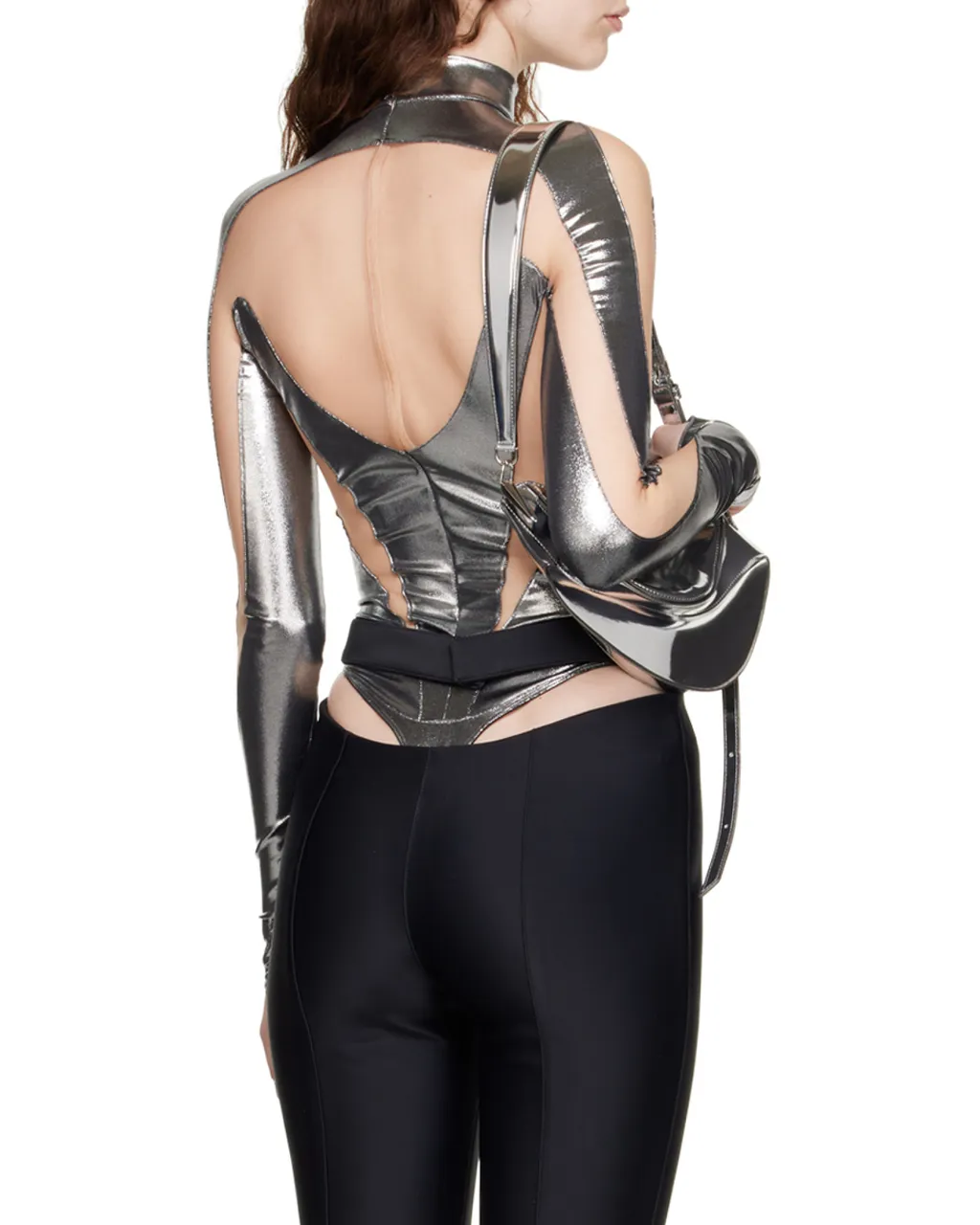Sheer-Panelled Metallic Bodysuit