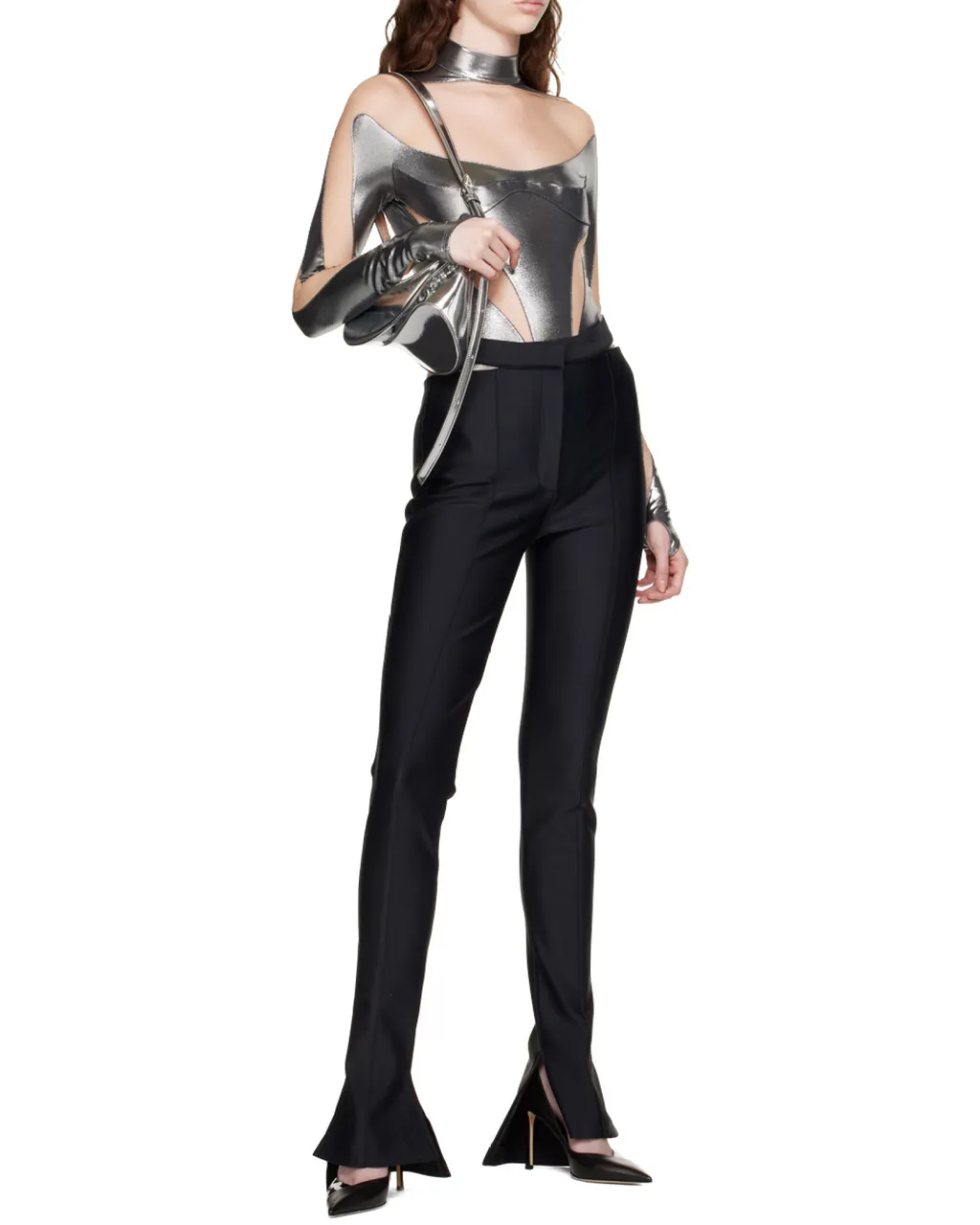 Sheer-Panelled Metallic Bodysuit