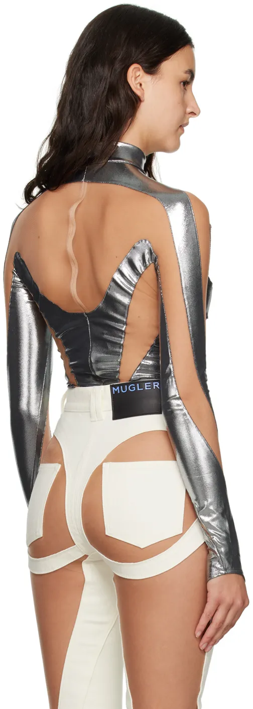 Sheer-Panelled Metallic Bodysuit