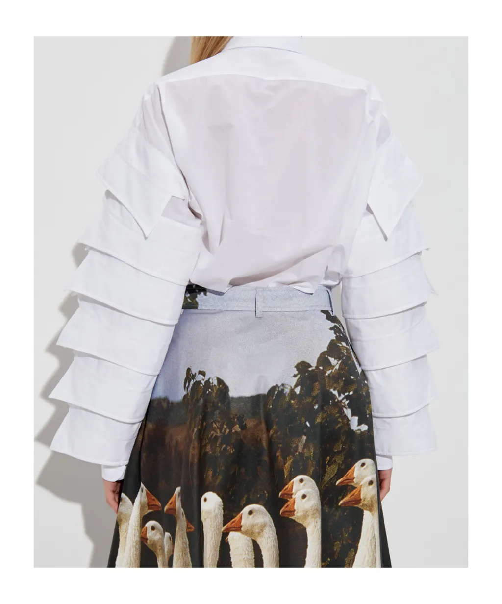 Flared Curved Hem Shirt