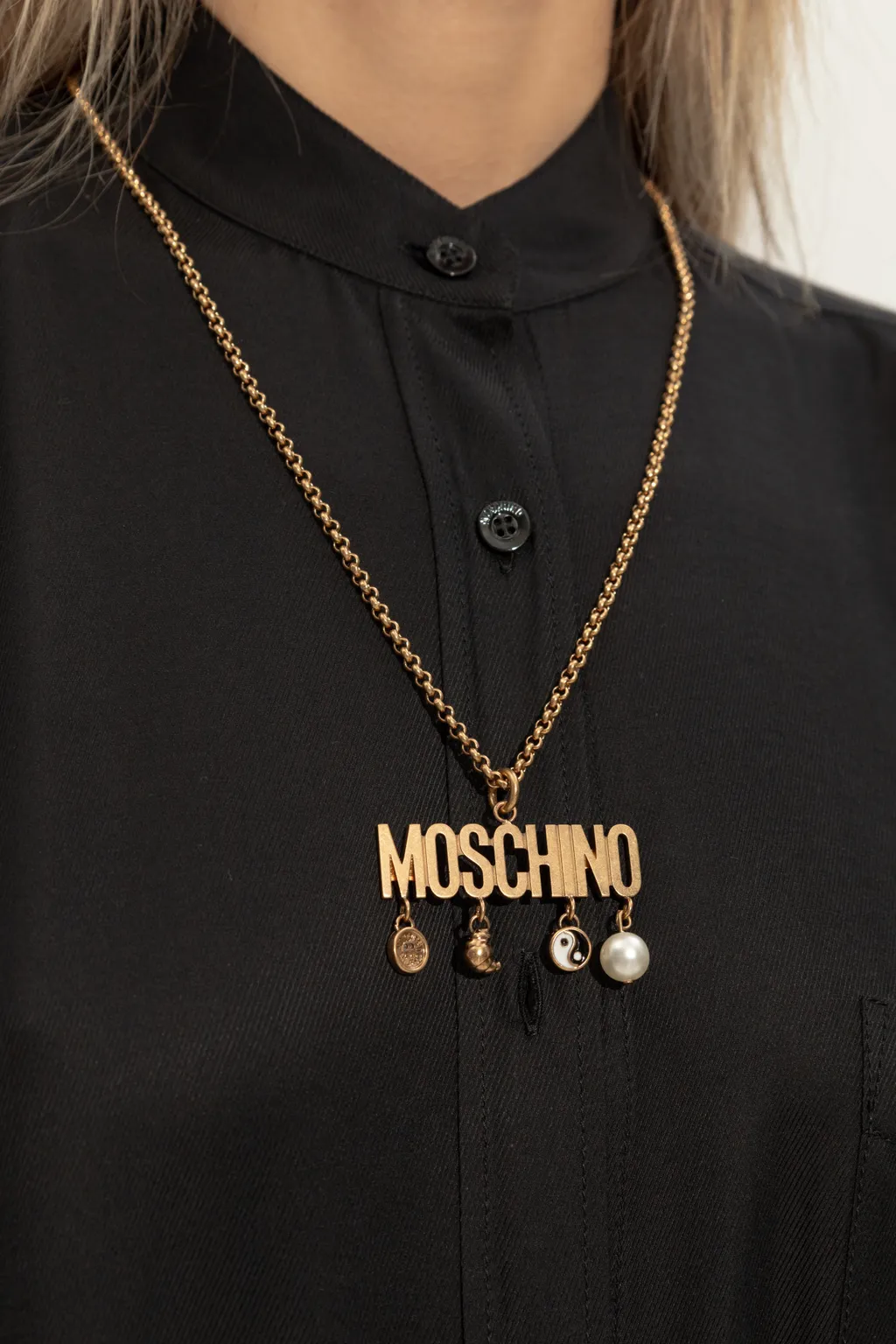 Logo Lettering Charm Detailed Necklace