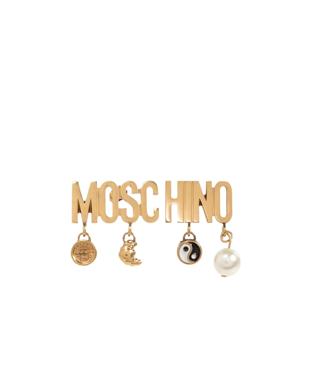Logo Lettering Charm Detailed Earrings