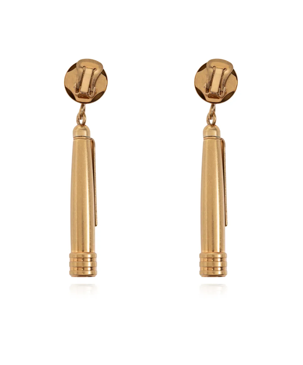 Logo Engraved Pen Motif Earrings
