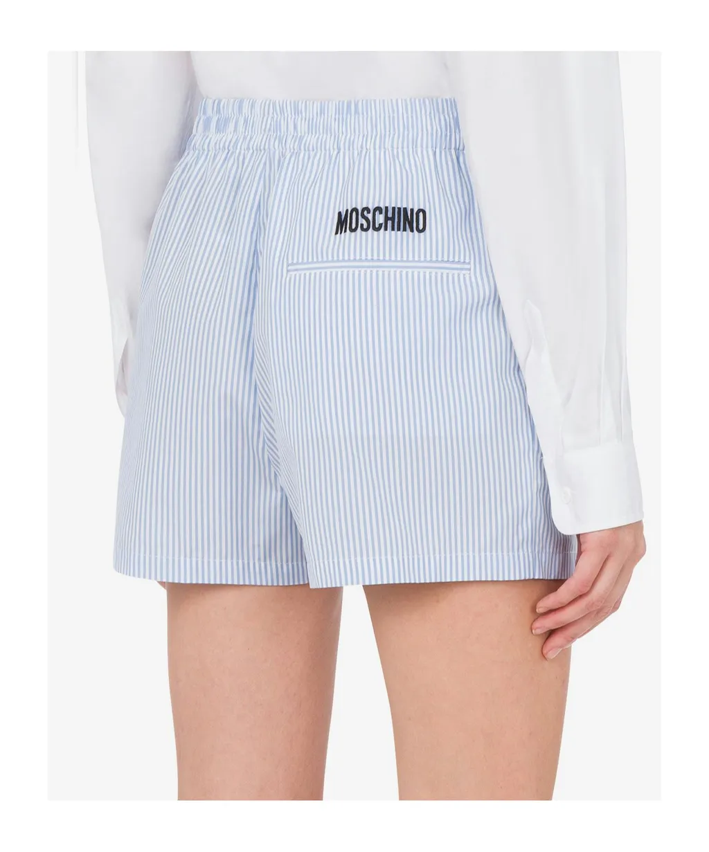 Logo Embroidered Pinstriped Shorts
