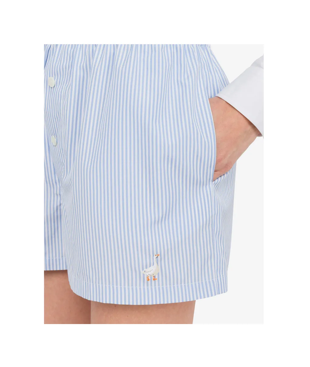 Logo Embroidered Pinstriped Shorts