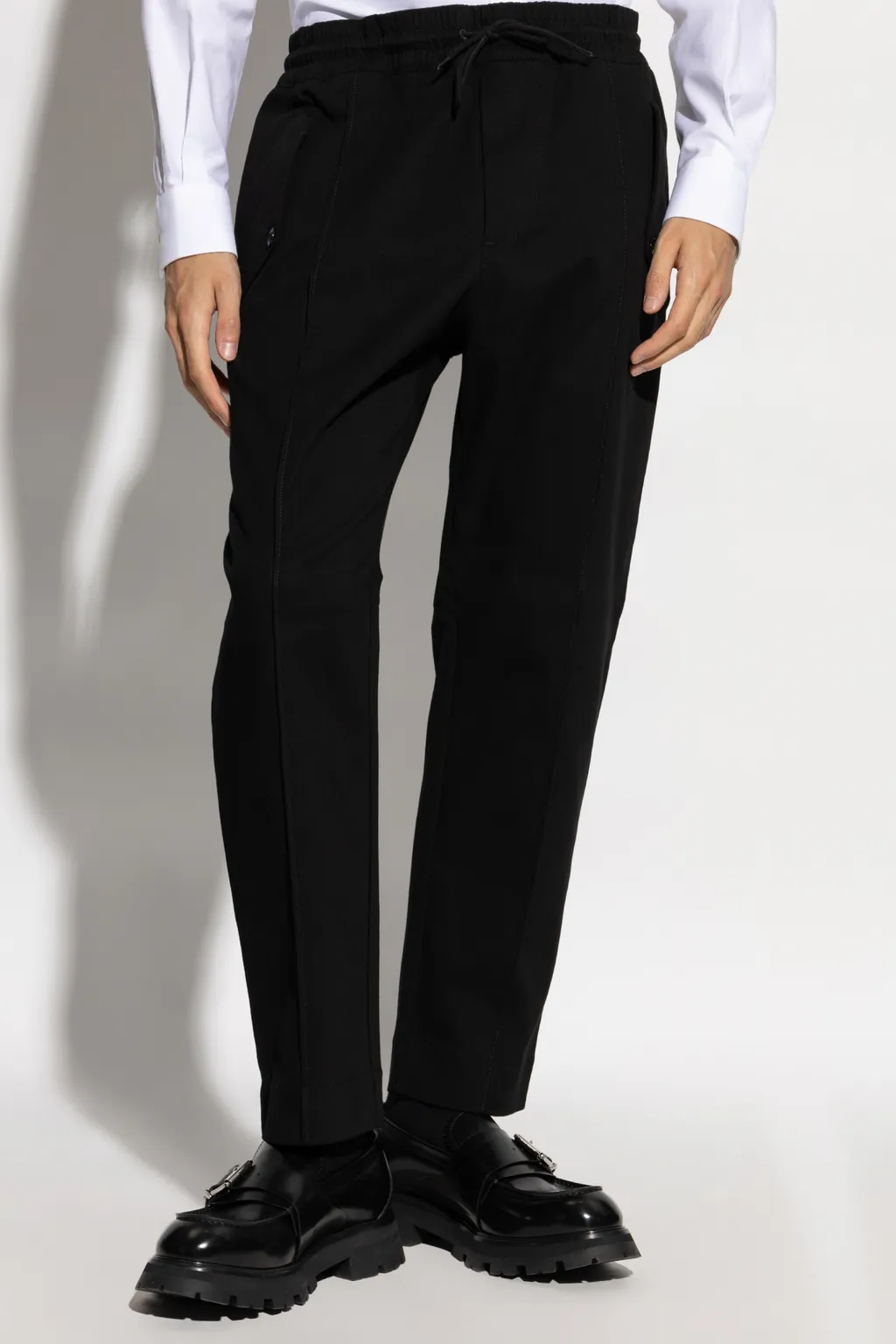 Pleated Straight-Leg Trousers