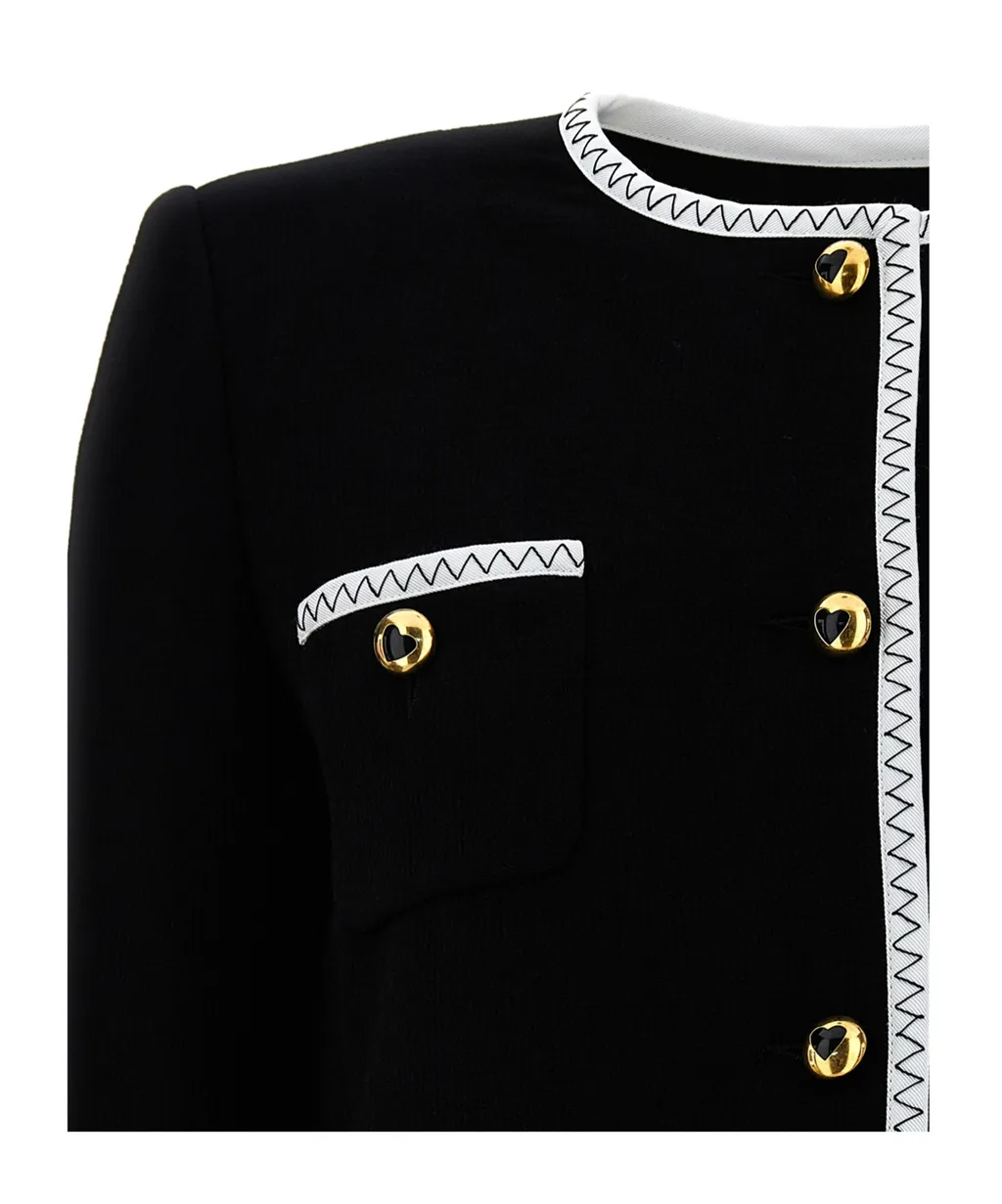Collarless Singled-Breasted Short Jacket
