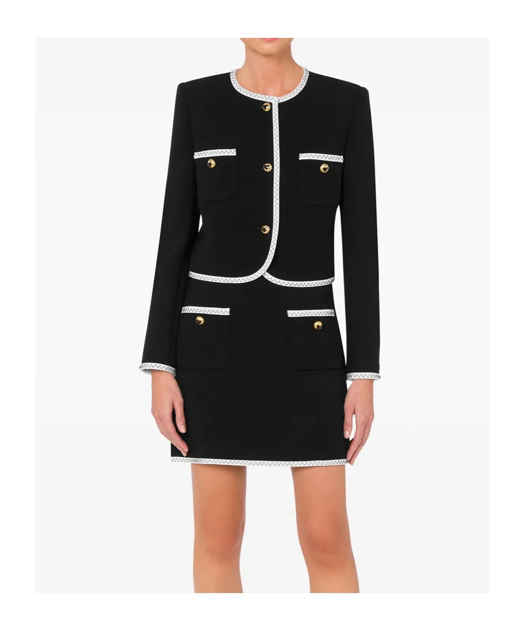 Collarless Singled-Breasted Short Jacket