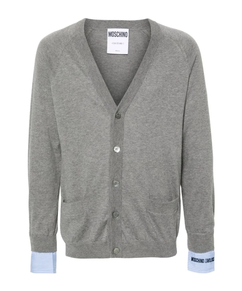 Layered-Details Knitted Cardigan