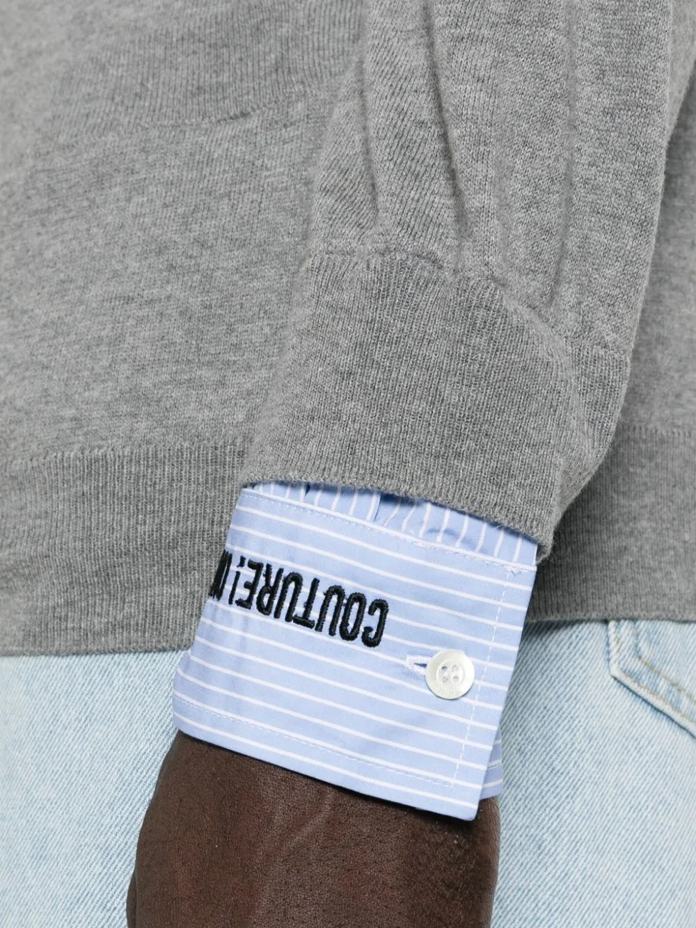 Layered-Details Knitted Cardigan