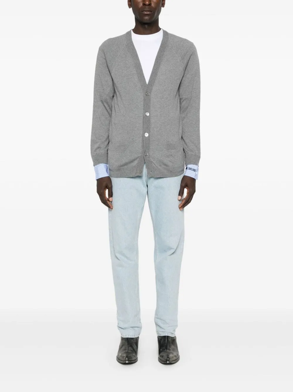 Layered-Details Knitted Cardigan