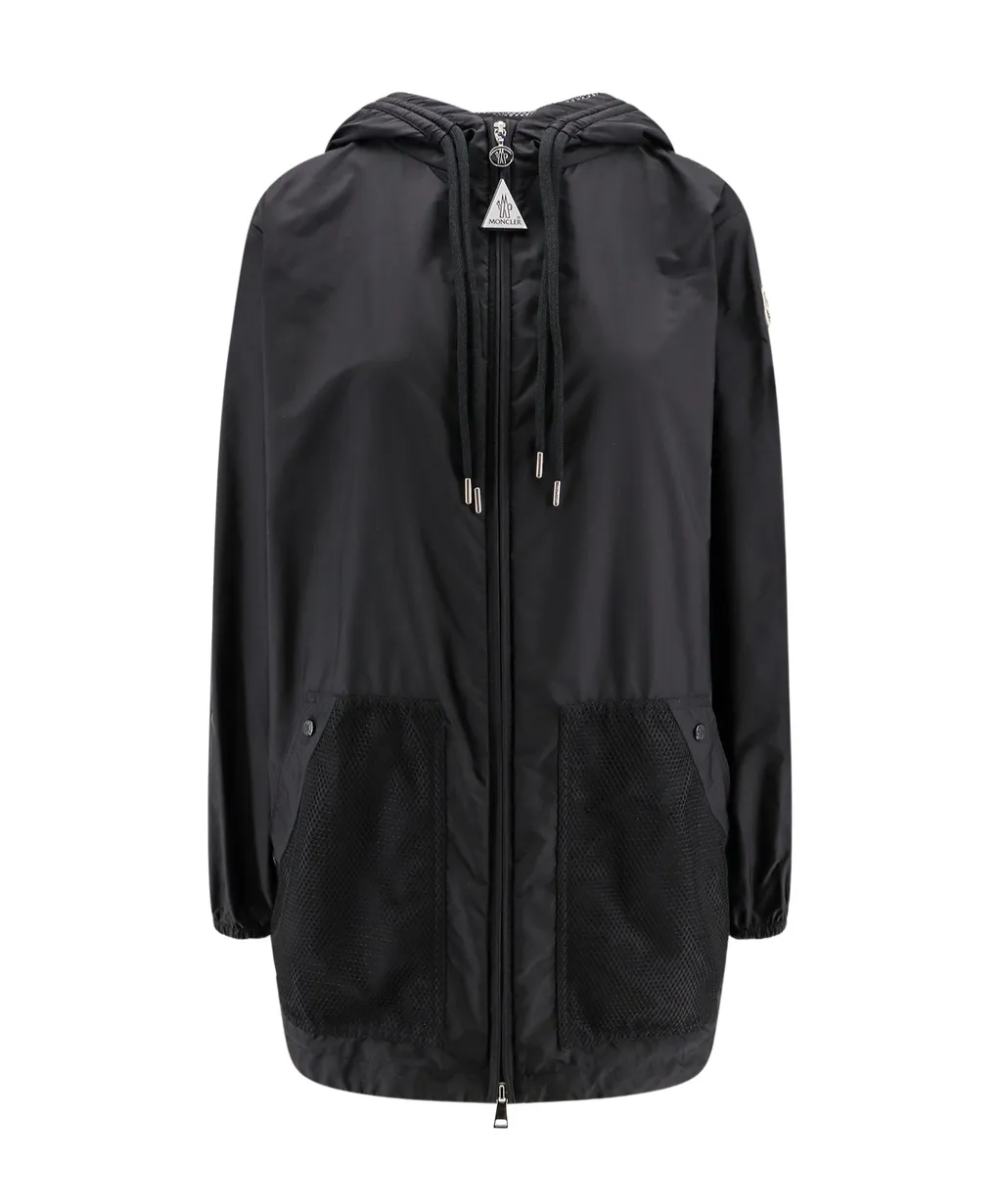 Mesh Panelled Zip-Up Hooded Jacket