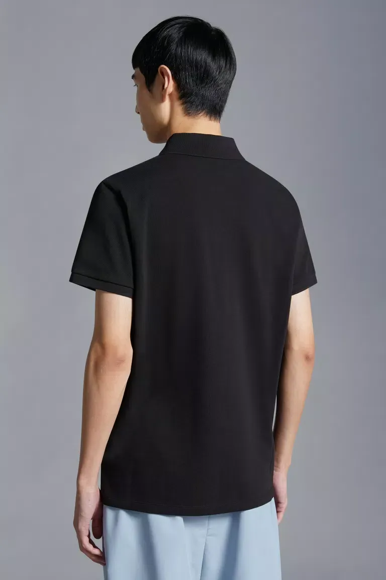 Logo Embroidered Ribbed Collar Polo Shirt