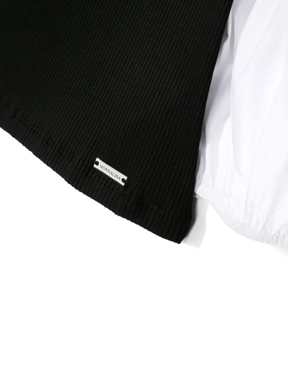 Two-Tone Ruffle-Detail Blouse