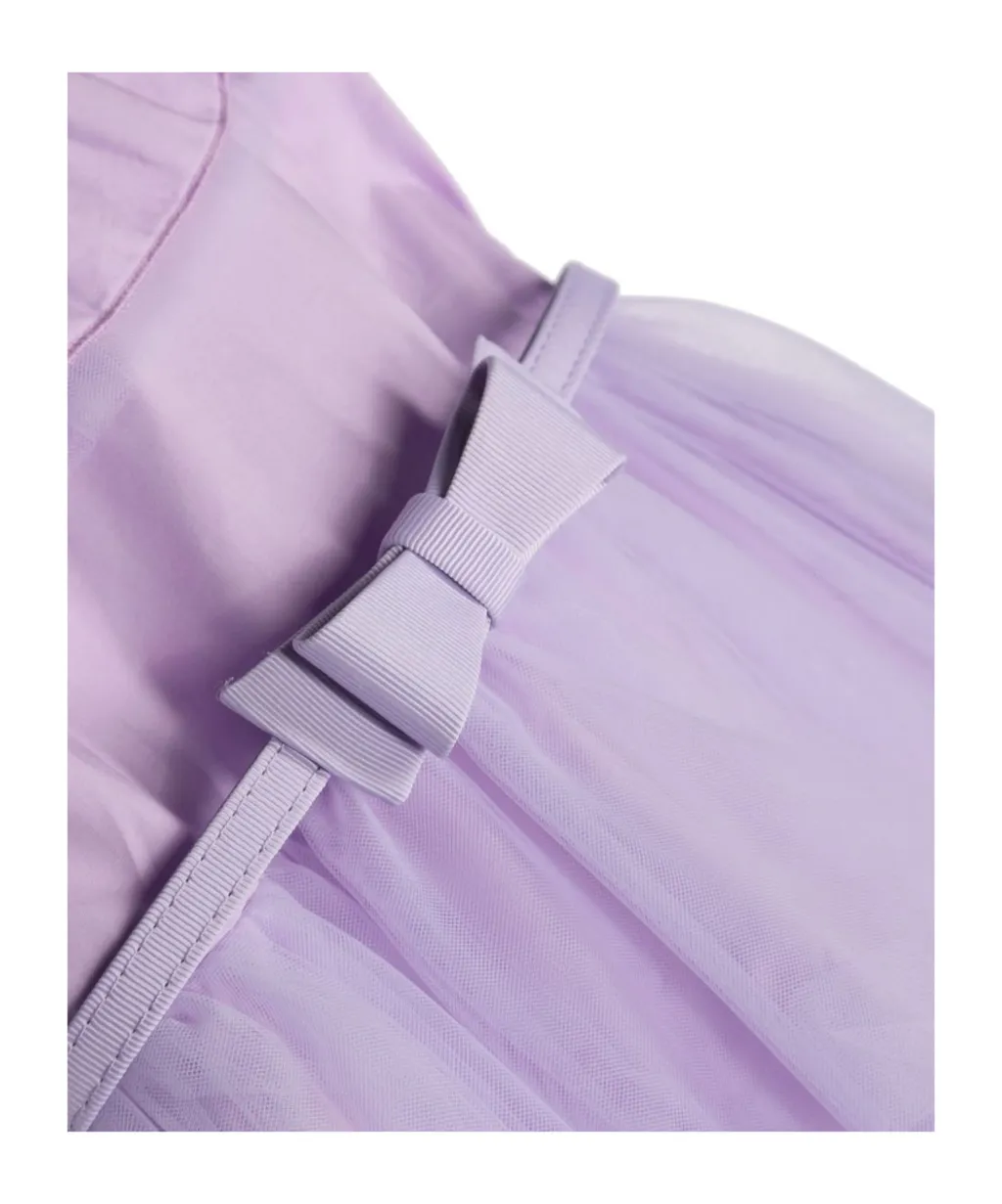 Ruffled-Detail Crewneck Tulle Dress