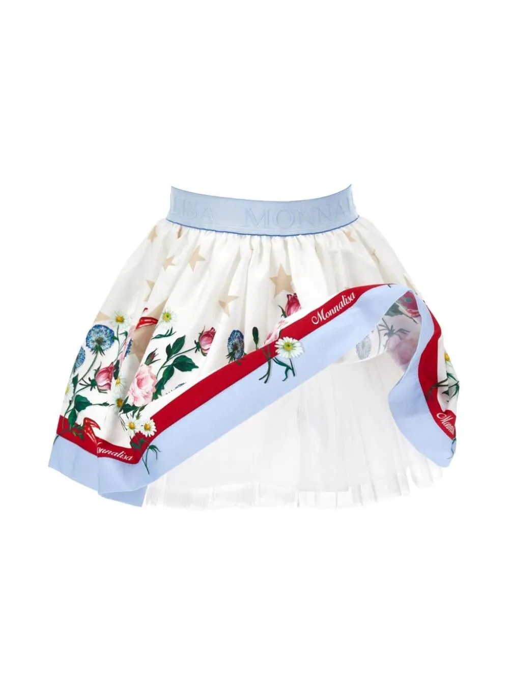 Floral-Printed Logo Waistband Flared Skirt