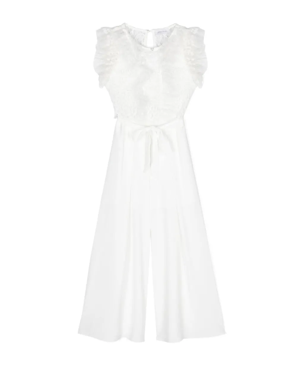 Floral-Lace Ruffled Jumpsuit
