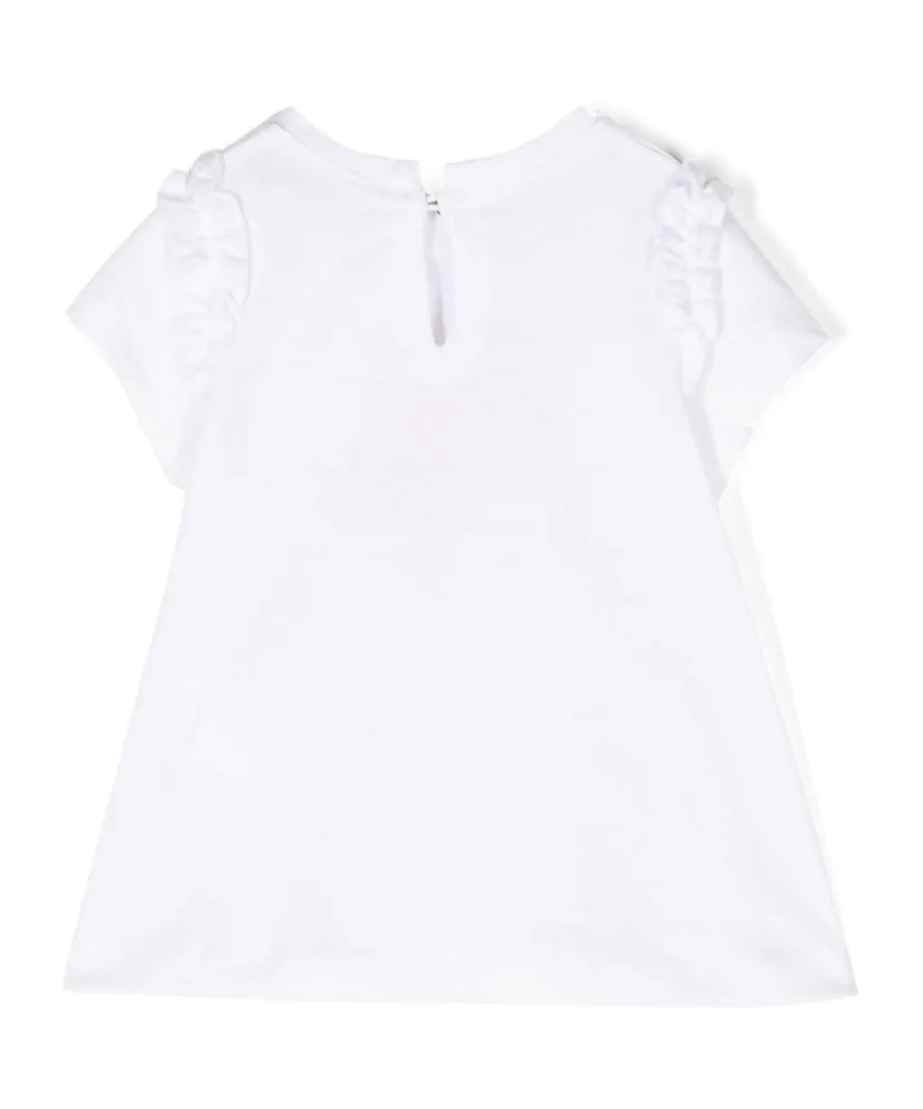 Graphic-Print Ruffled Cotton T-Shirt