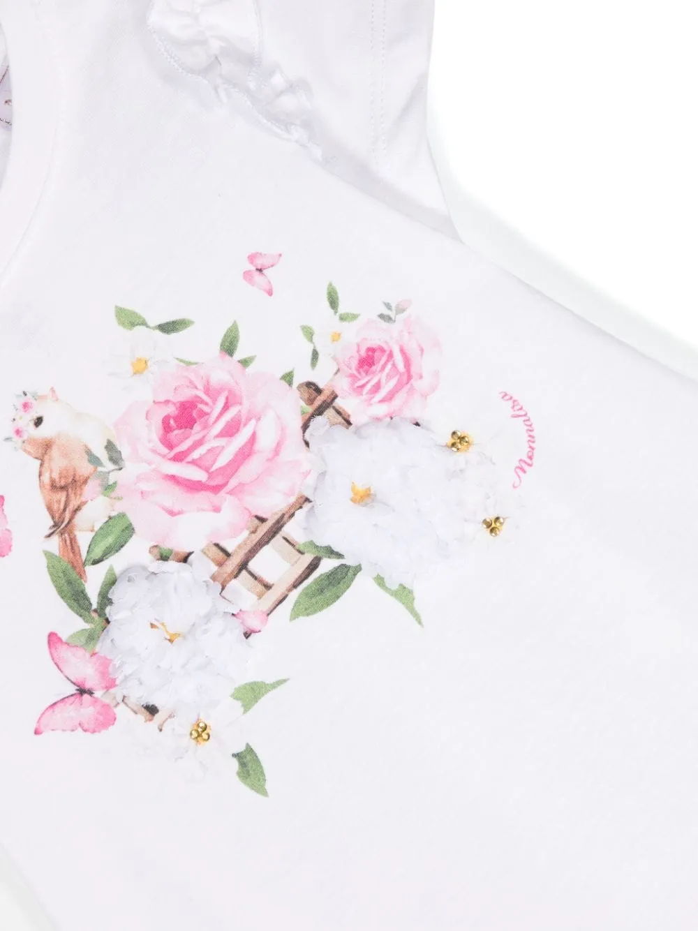 Graphic-Print Ruffled Cotton T-Shirt