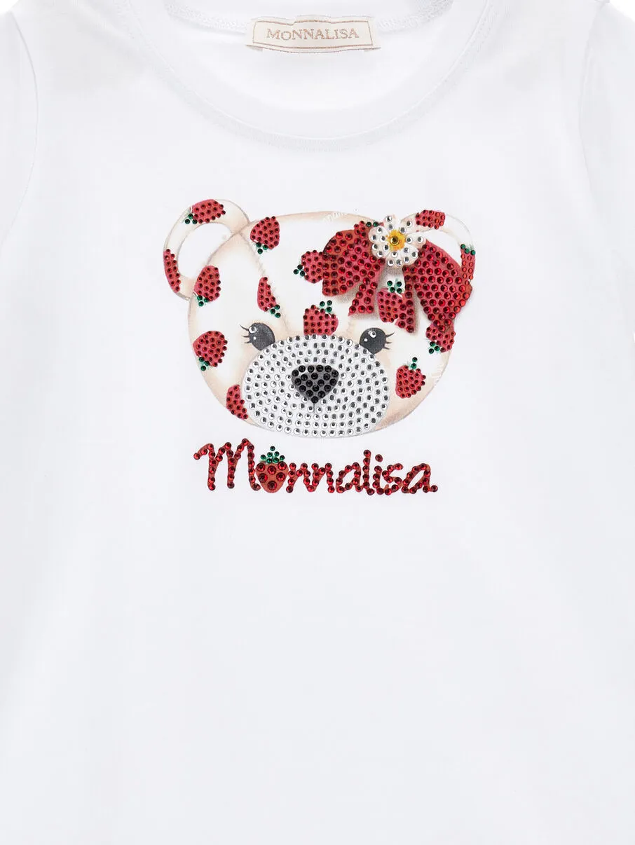 Embellished Teddy Bear Crewneck T-Shirt