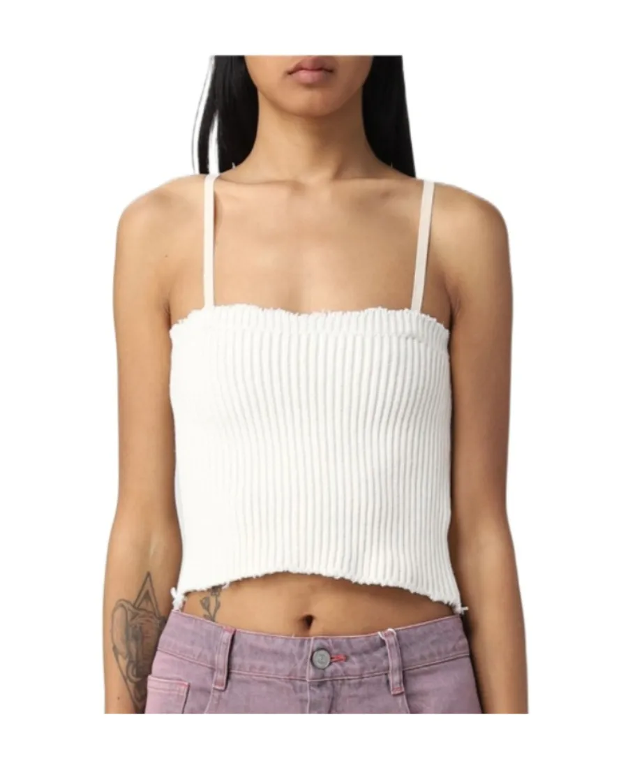 Embroidered-Logo Knit Crop Top
