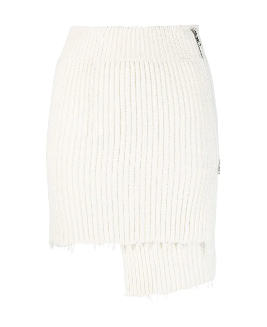 Asymmetric Rib Knit Skirt