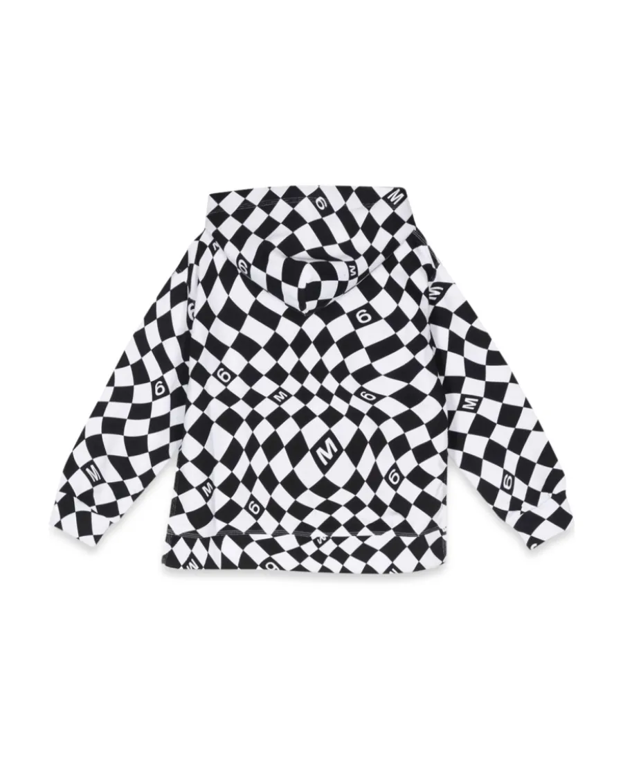 Checked Long-Sleeved Hoodie