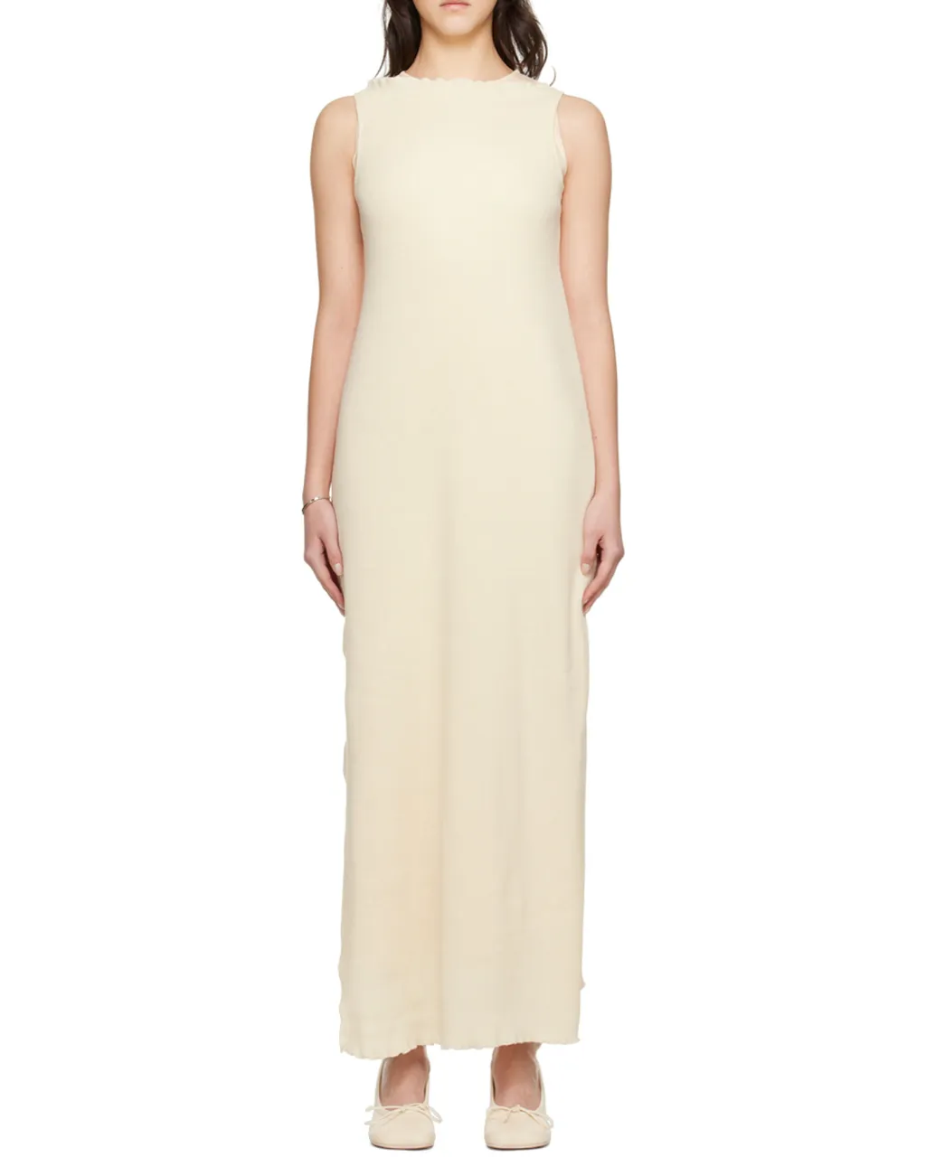 Laminated Dress With Round Neck