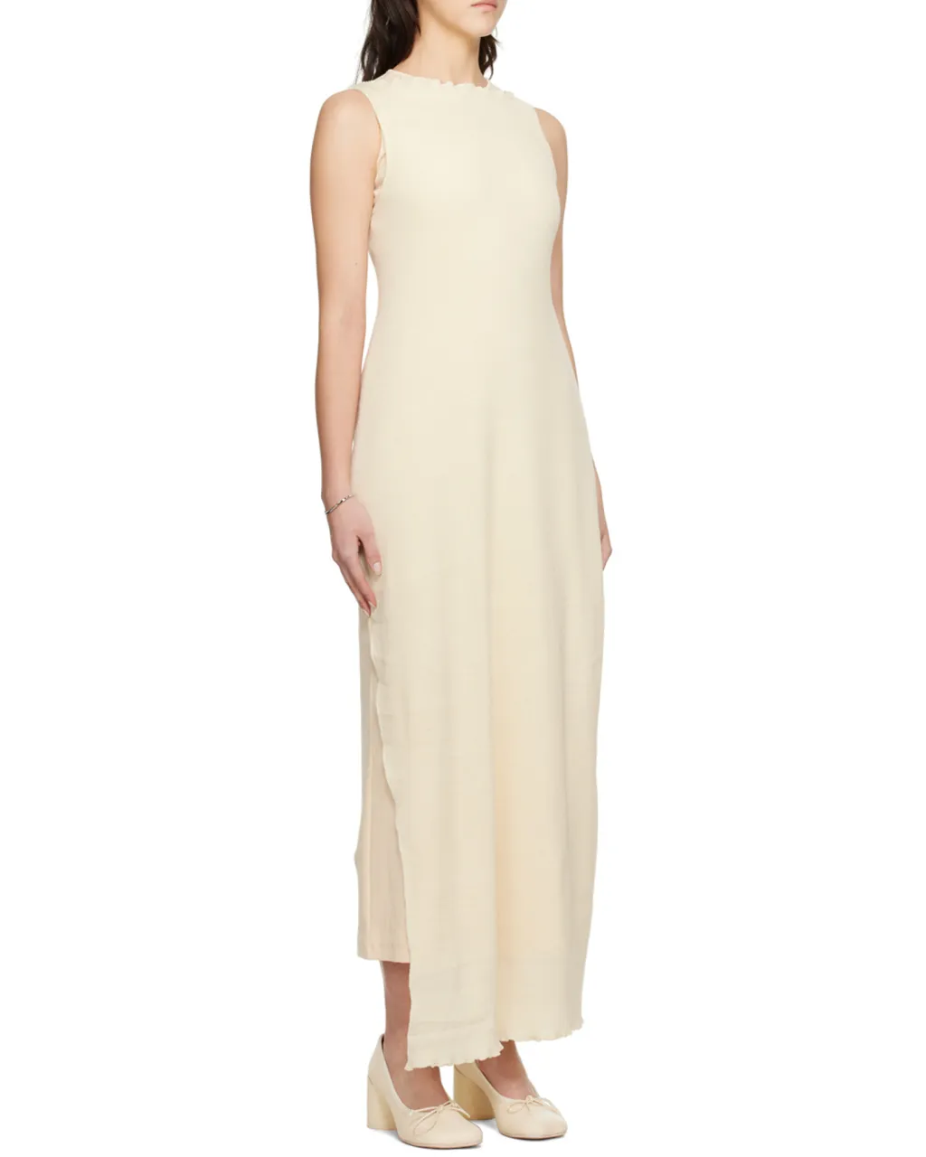 Laminated Dress With Round Neck