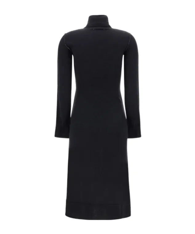 High Neck Long Sleeved Midi Dress