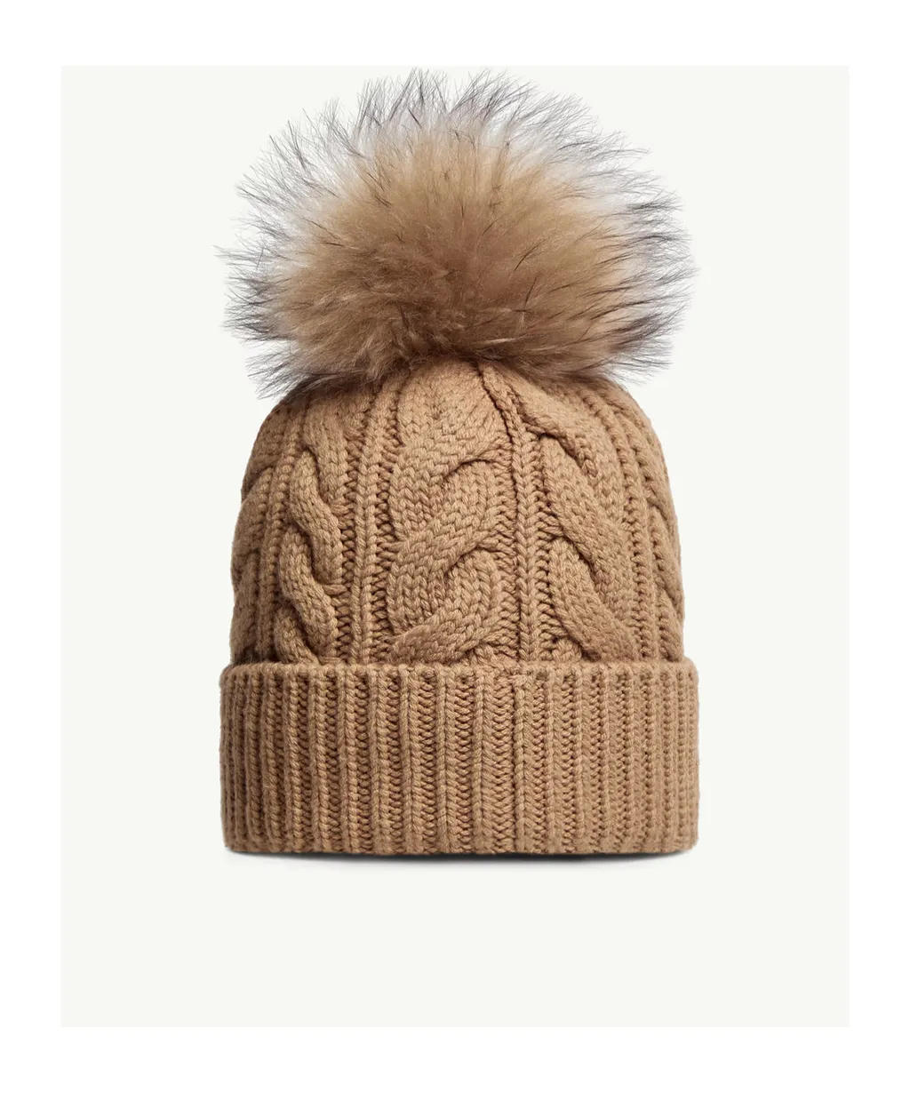 Pompon Braided Beanie