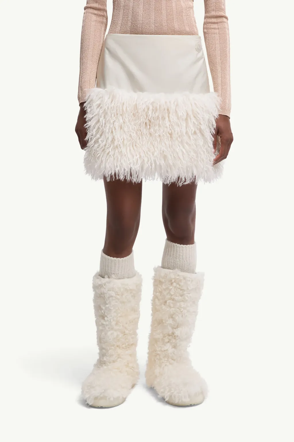 Teddy-Trimmed Mini Skirt