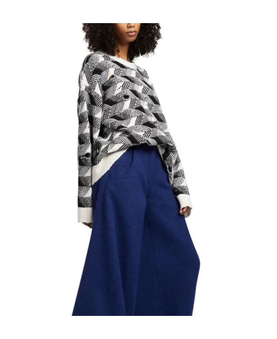 Woven Crewneck Knitted Jumper