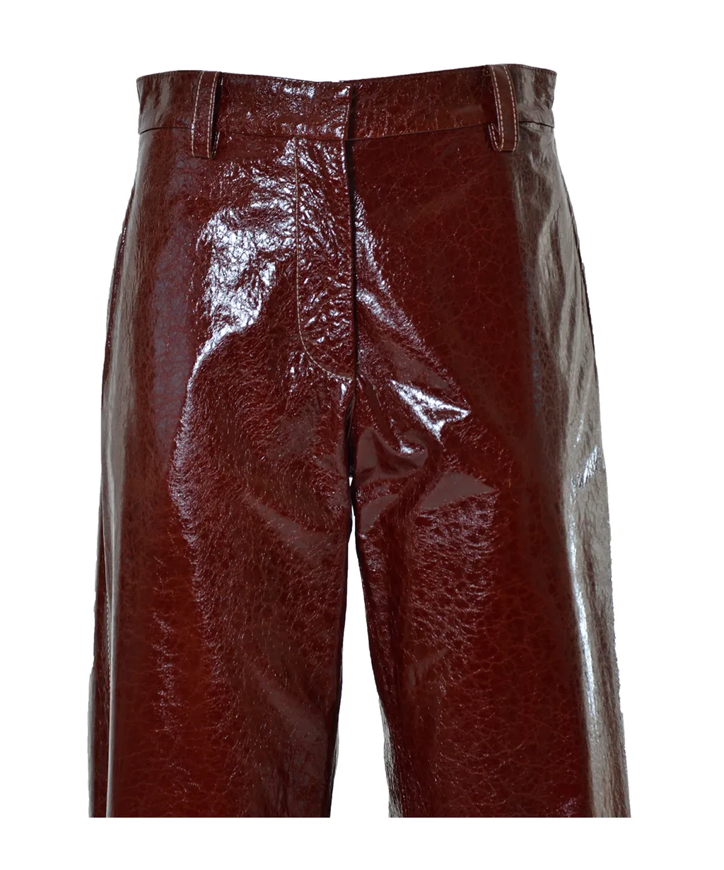 High-Shine Finish Trousers