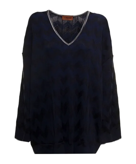 V-Neck Zigzag Jumper