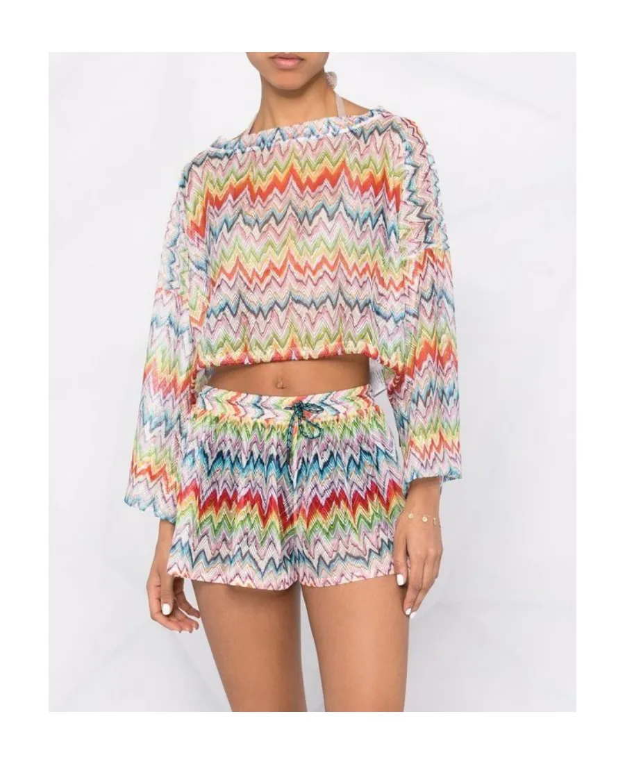 Zigzag-Print Cropped Top