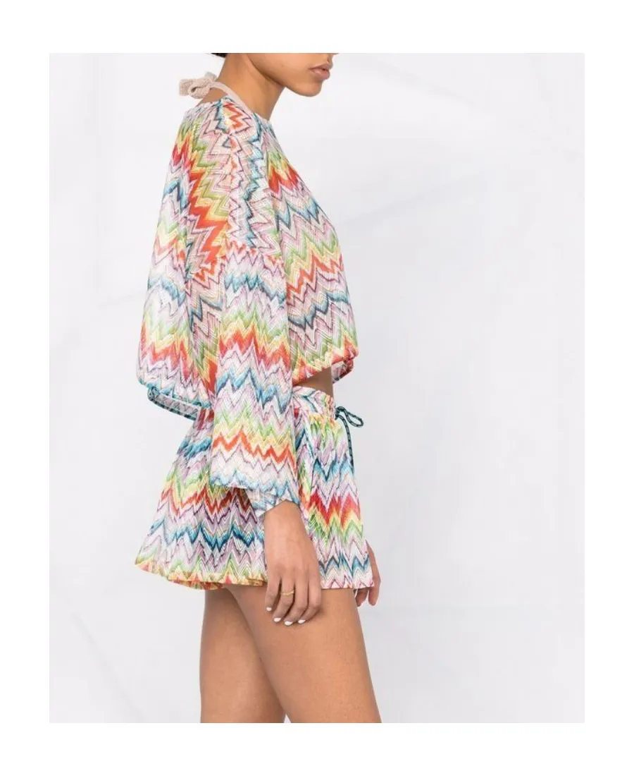 Zigzag-Print Cropped Top