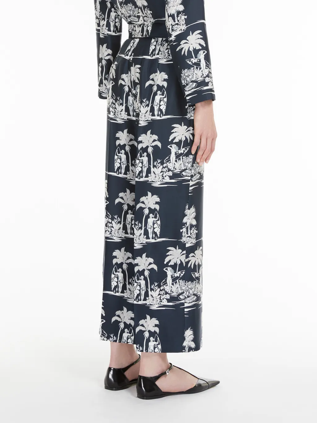 Printed Silk Cropped Trousers