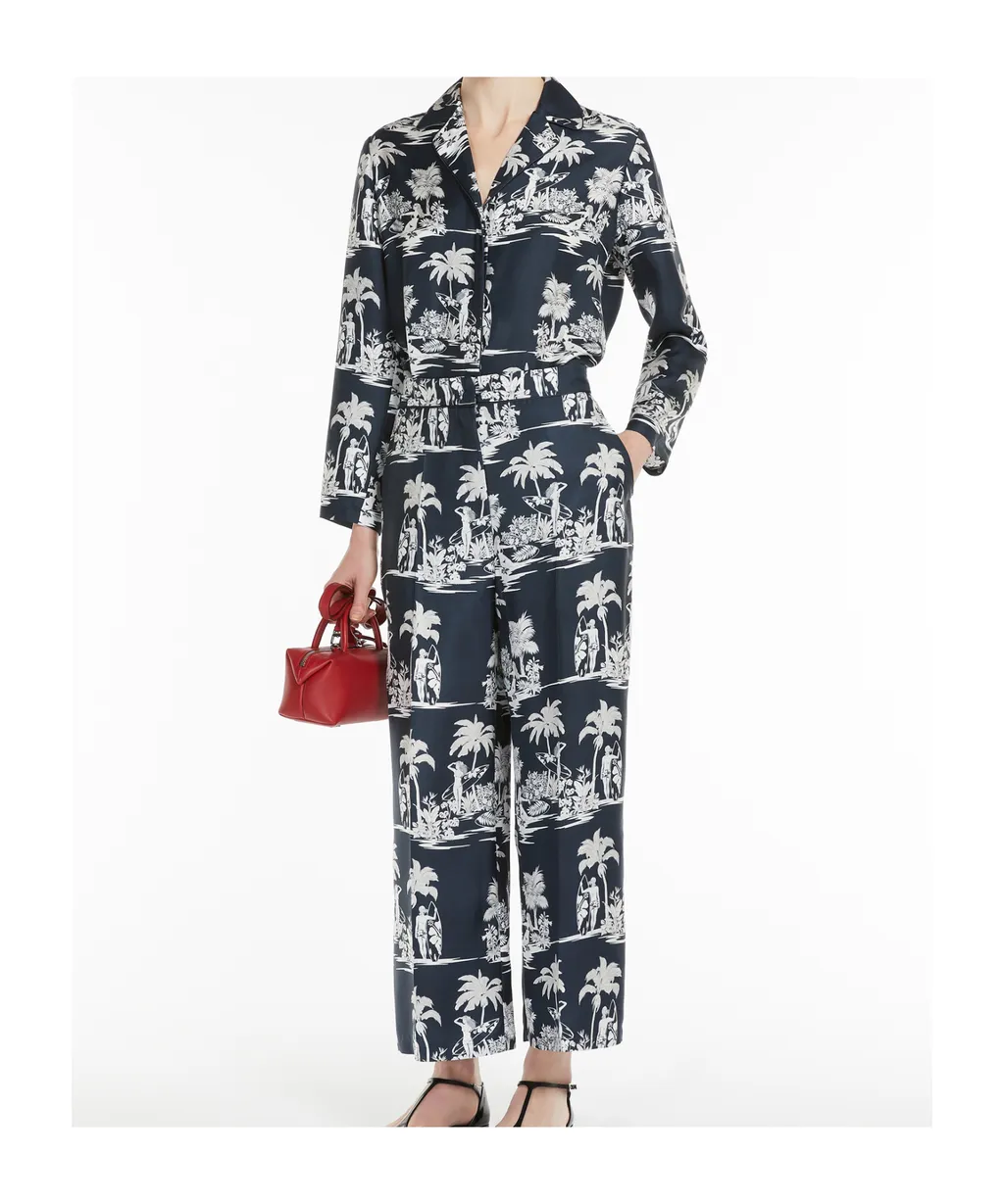 Printed Silk Cropped Trousers