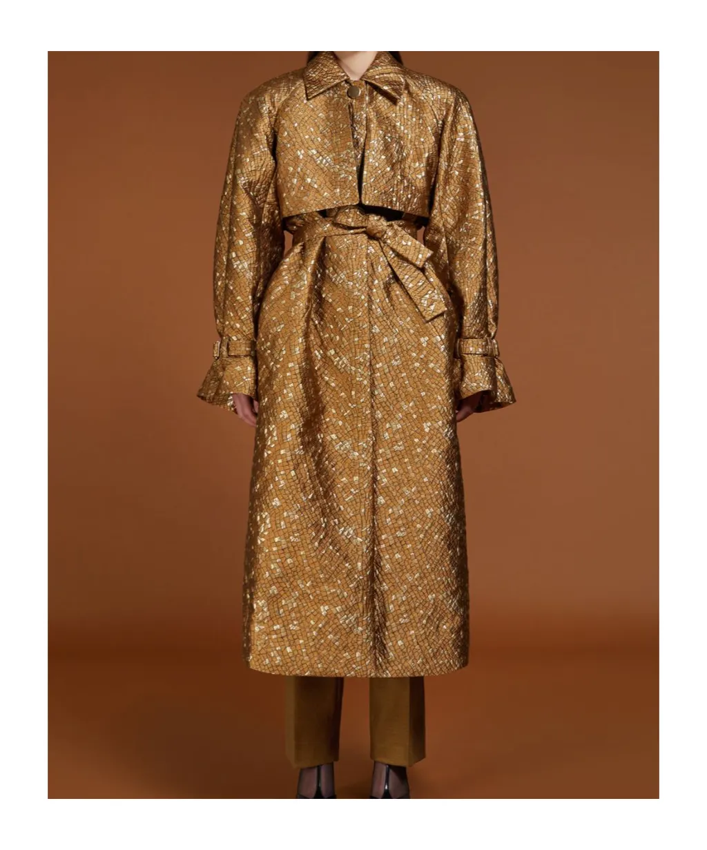 Atelier All-Over Patterned Oversized Belted Coat
