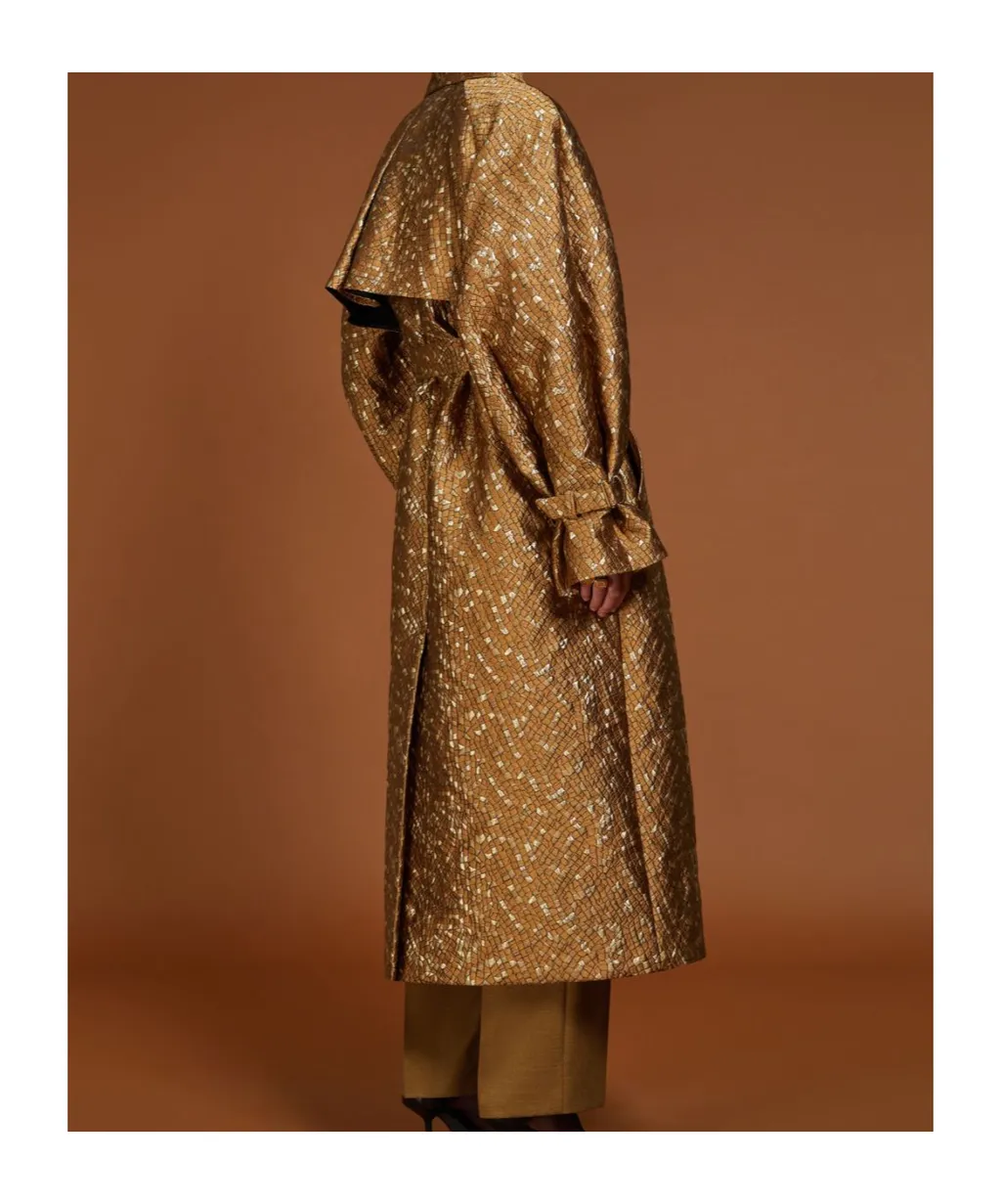 Atelier All-Over Patterned Oversized Belted Coat